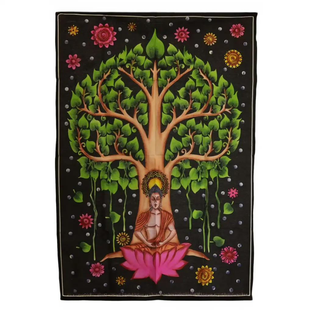 Cotton Wall Art (70x110cm) – Buddha Bodhi Tree | www.artisangoods.co.uk