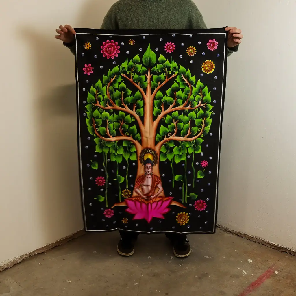 Cotton Wall Art (70x110cm) – Buddha Bodhi Tree | www.artisangoods.co.uk 2