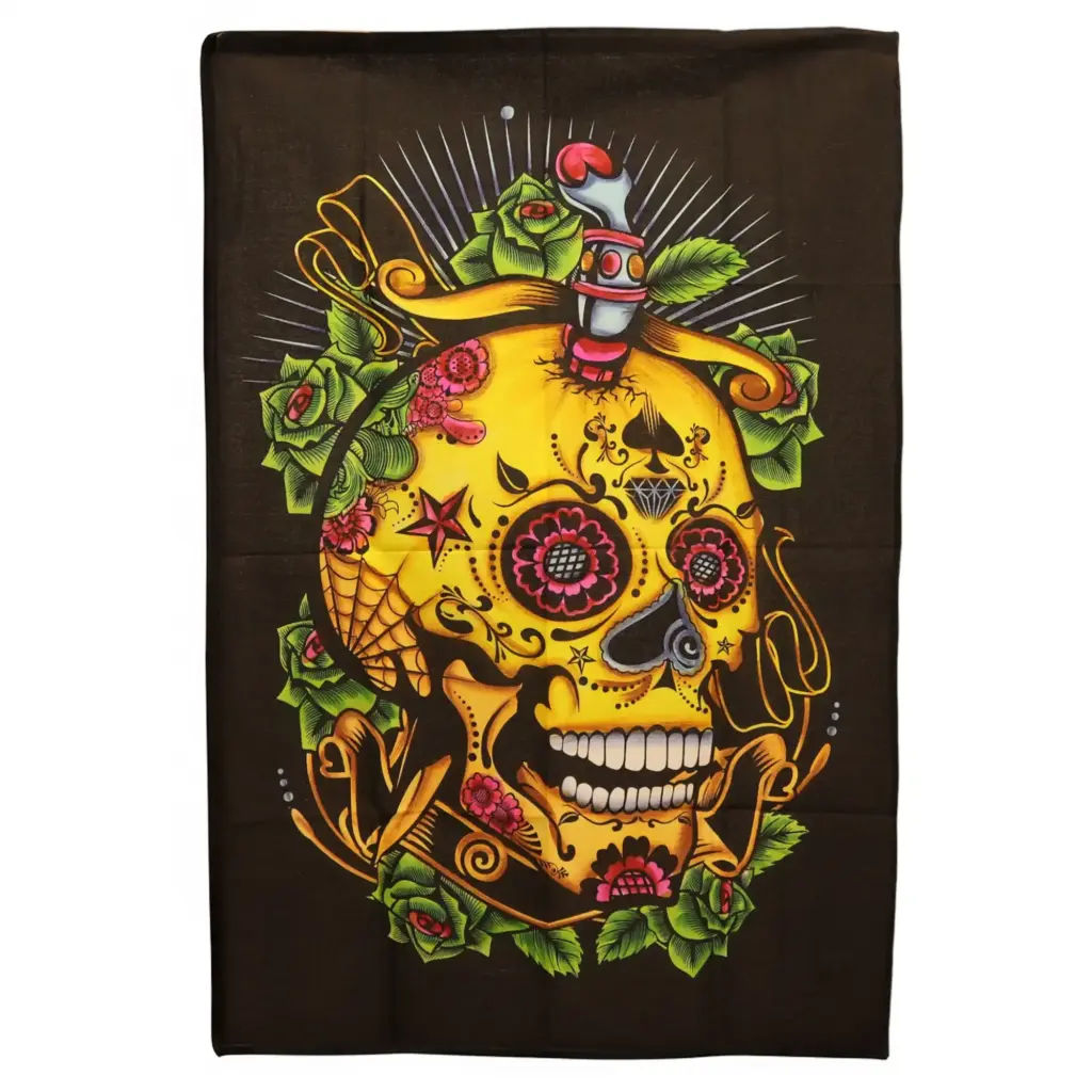 Cotton Wall Art (70x110cm) – Dead of the Dead Skull | www.artisangoods.co.uk