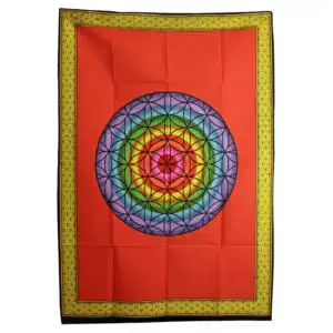 Cotton Wall Art (70x110cm) – Rainbow Flower of Life | www.artisangoods.co.uk 1