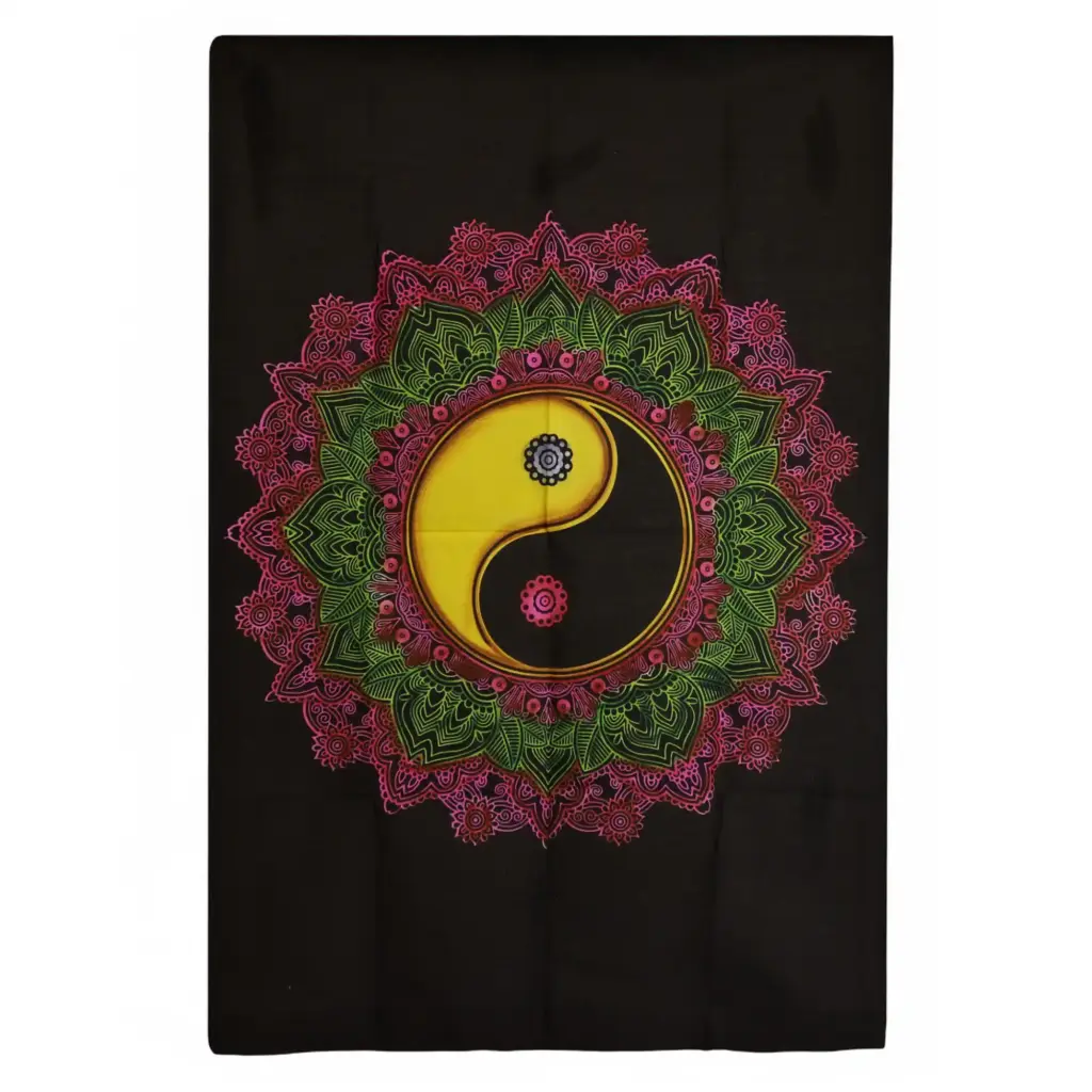 Cotton Wall Art (70x110cm) – Ying & Yang Mandala | www.artisangoods.co.uk