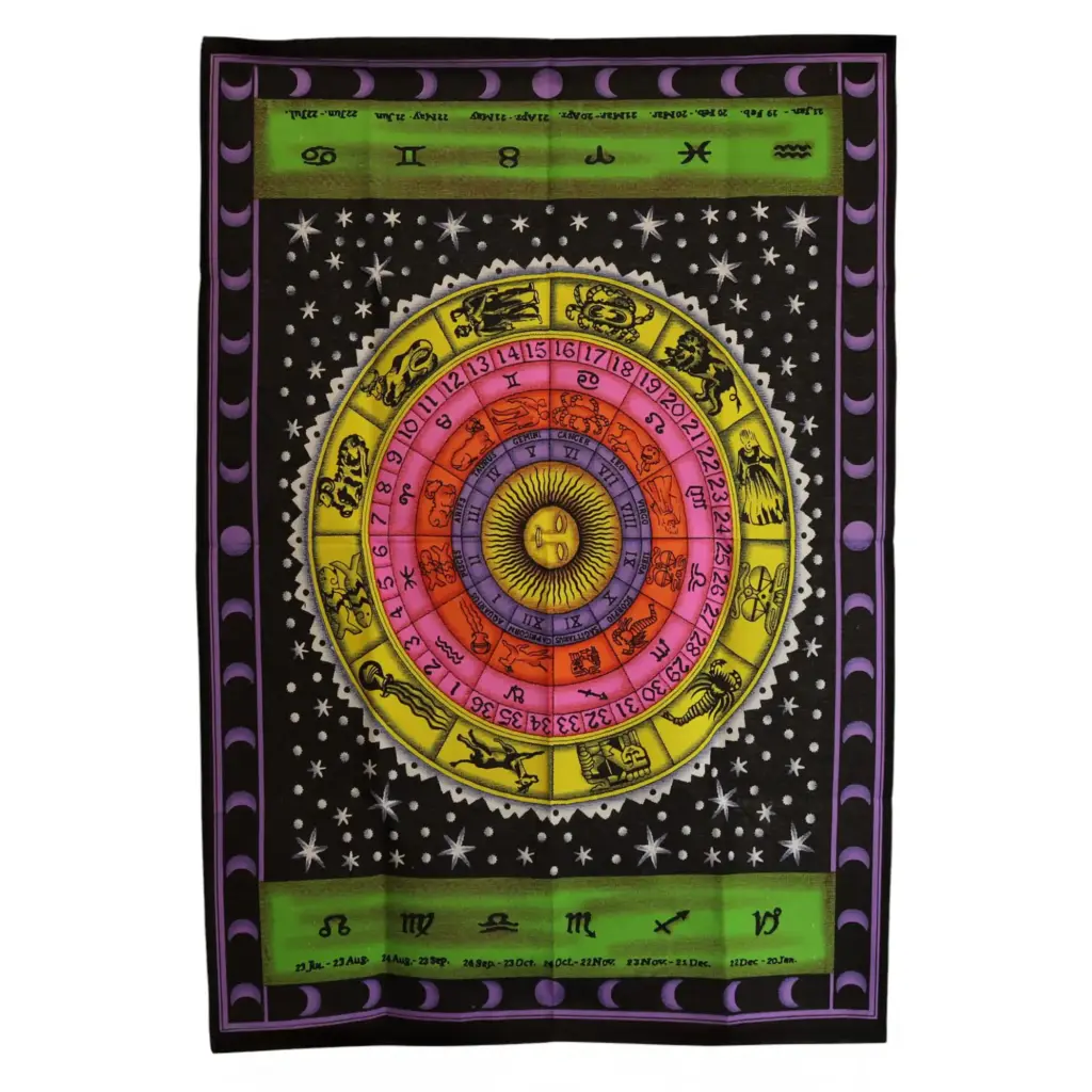 Cotton Wall Art (70x110cm) – Zodiac Colourful | www.artisangoods.co.uk
