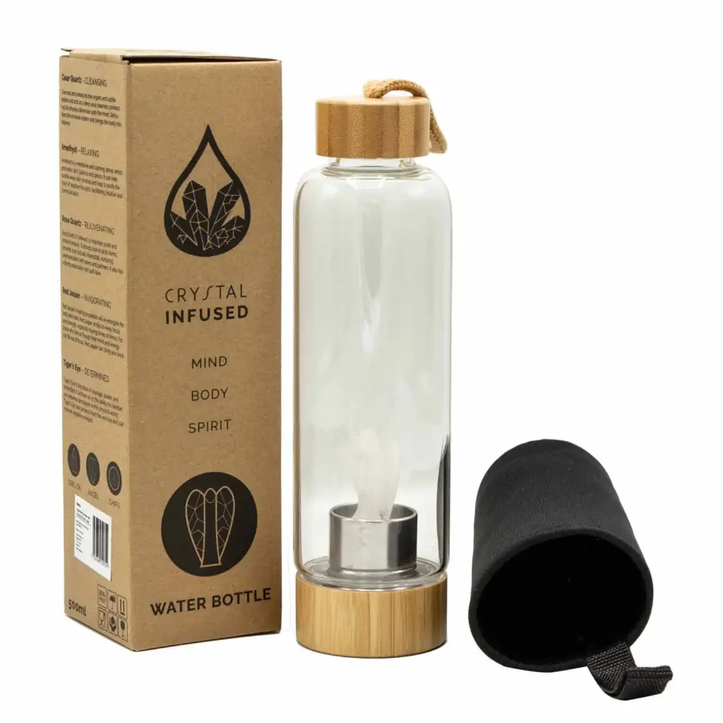 Crystal Infused Glass Water Bottle – Cleansing Clear Quartz – Angel | www.artisangoods.co.uk 3