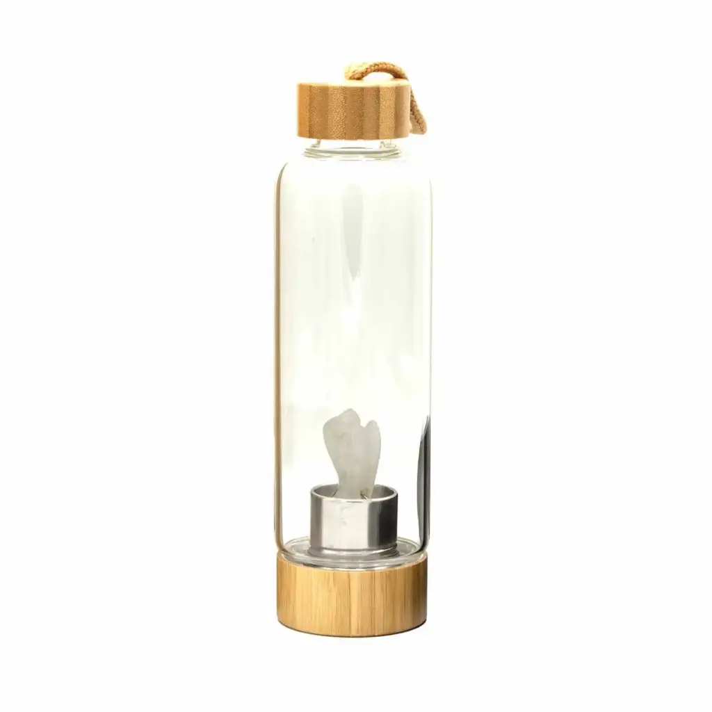 Crystal Infused Glass Water Bottle – Cleansing Clear Quartz – Angel | www.artisangoods.co.uk