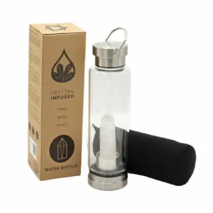 Crystal Infused Glass Water Bottle – Cleansing Clear Quartz – Obelisk | www.artisangoods.co.uk 4