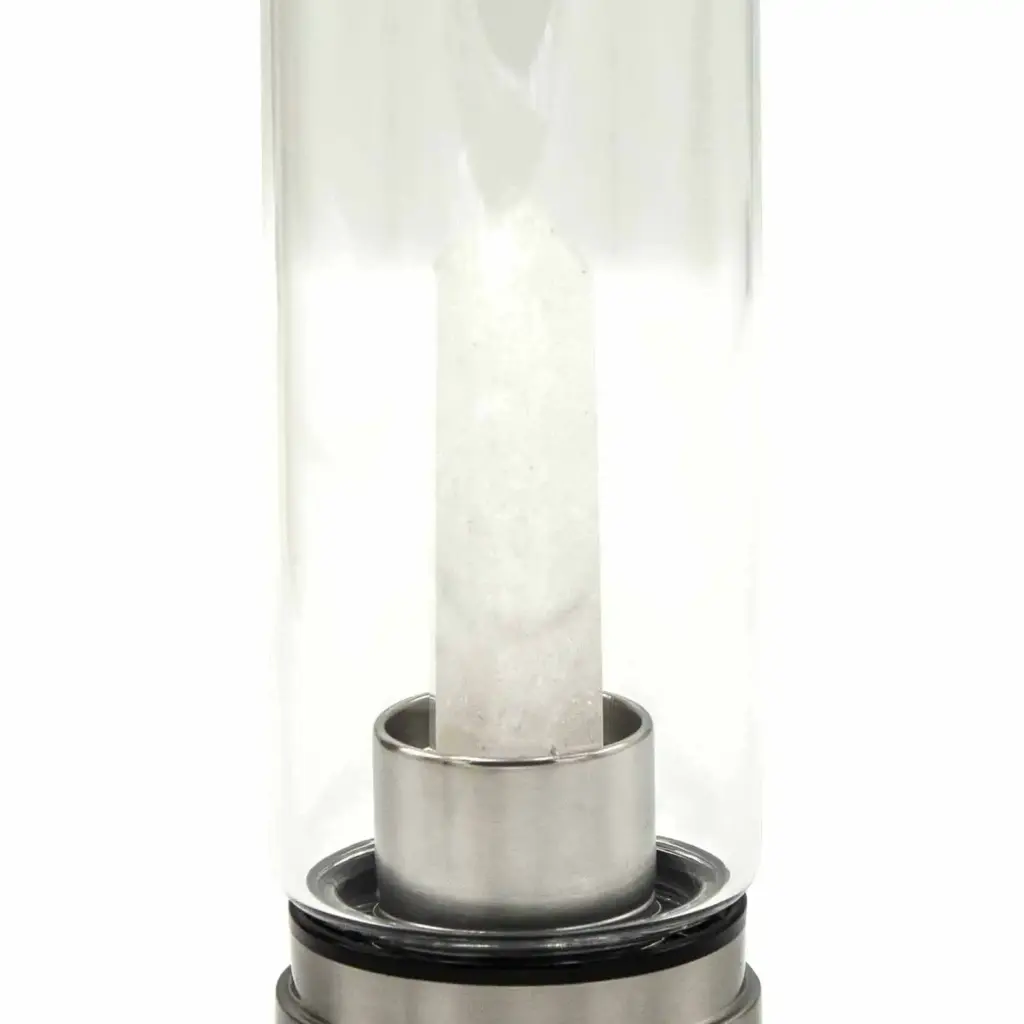 Crystal Infused Glass Water Bottle – Cleansing Clear Quartz – Obelisk | www.artisangoods.co.uk 3