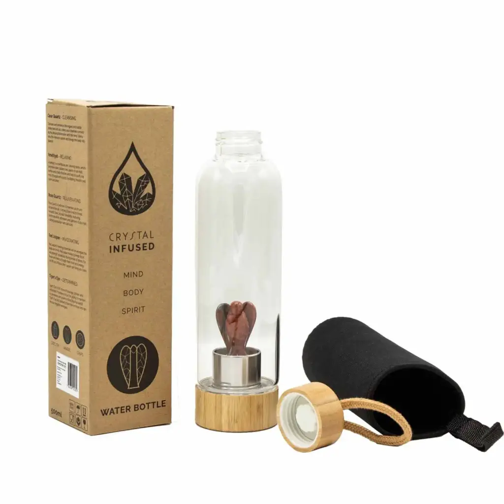 Crystal Infused Glass Water Bottle – Invigorating Red Jasper – Angel | www.artisangoods.co.uk 3