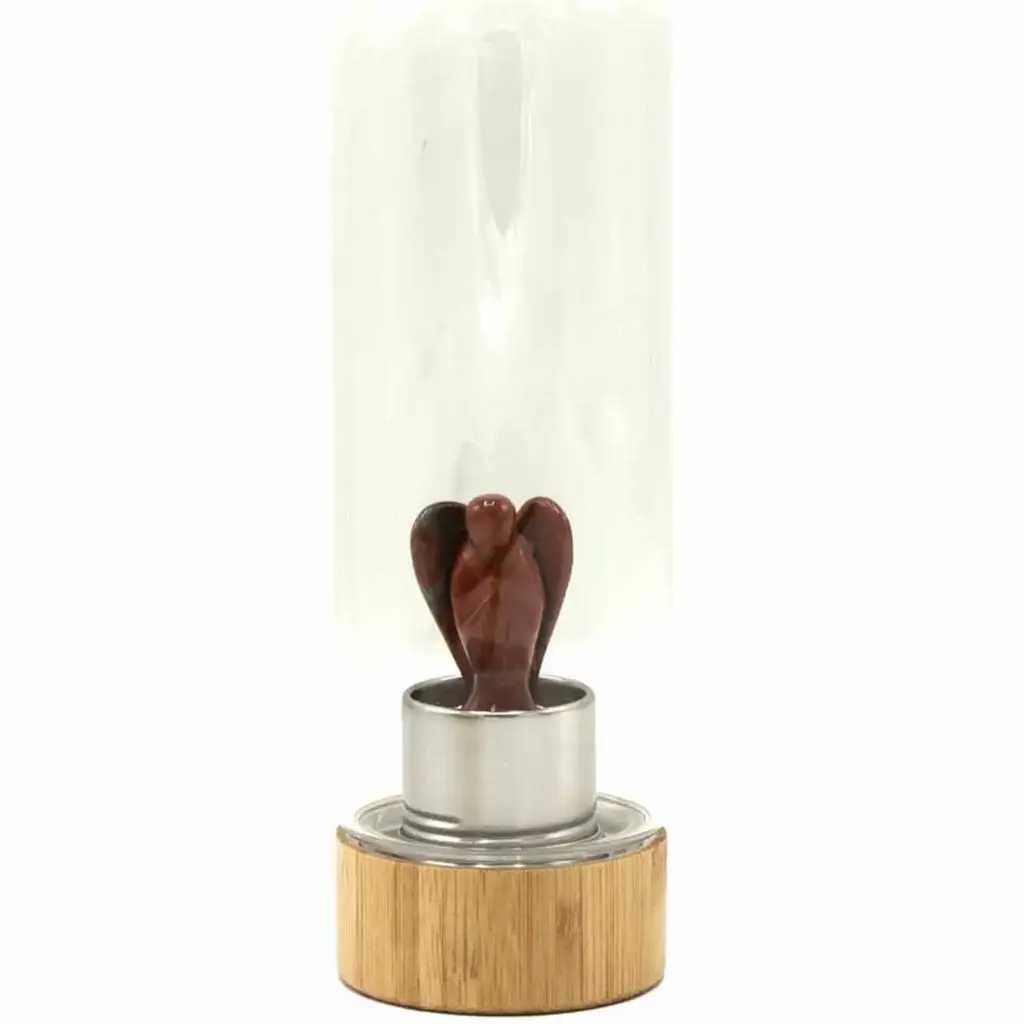 Crystal Infused Glass Water Bottle – Invigorating Red Jasper – Angel | www.artisangoods.co.uk 2