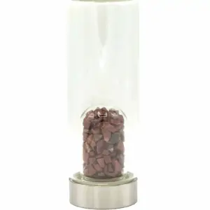 Crystal Infused Glass Water Bottle – Invigorating Red Jasper – Chips | www.artisangoods.co.uk 2