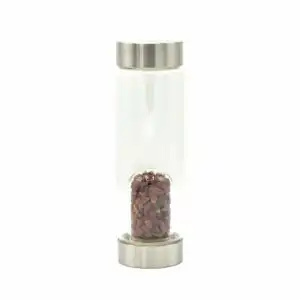 Crystal Infused Glass Water Bottle – Invigorating Red Jasper – Chips | www.artisangoods.co.uk 1