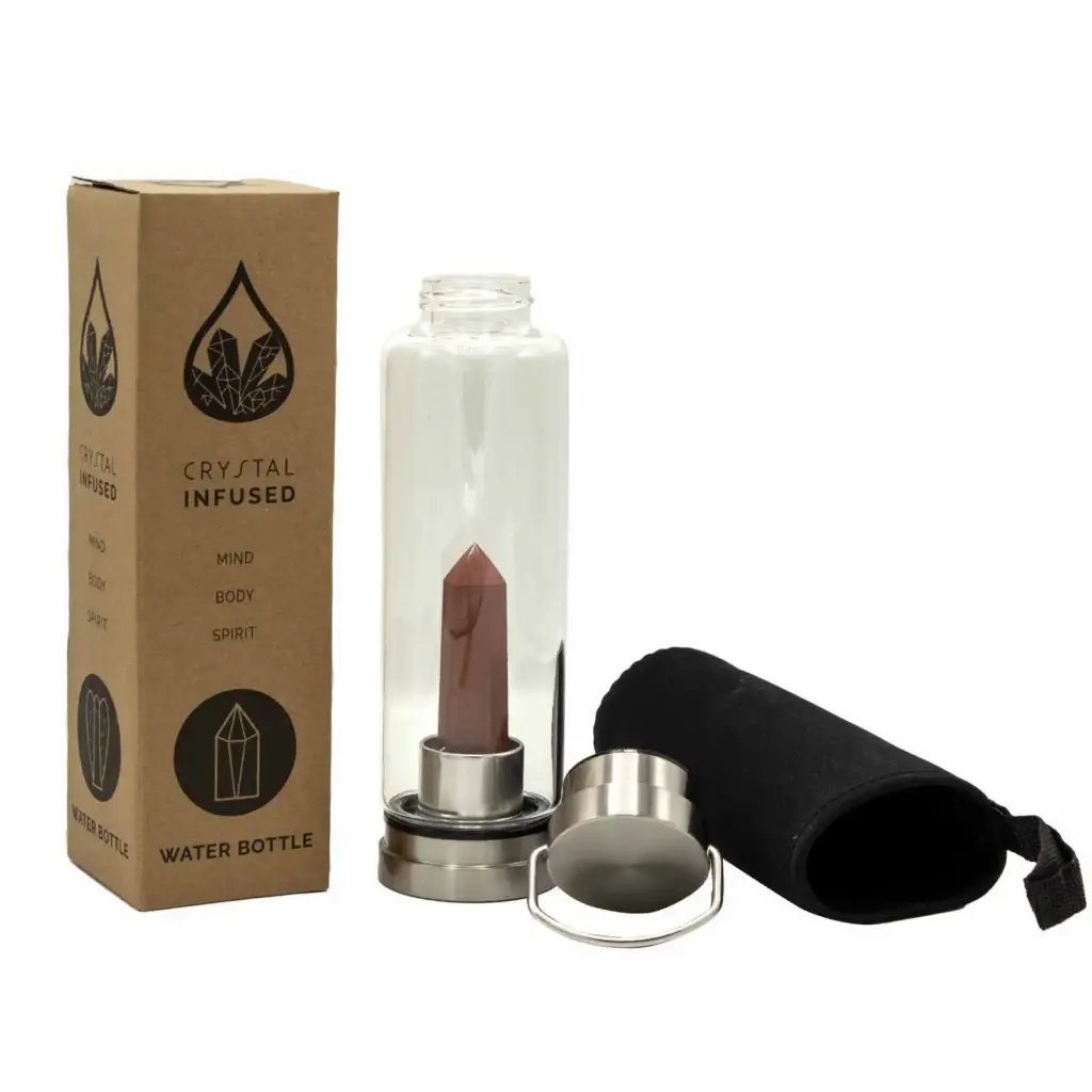 Crystal Infused Glass Water Bottle – Invigorating Red Jasper – Obelisk | www.artisangoods.co.uk 3
