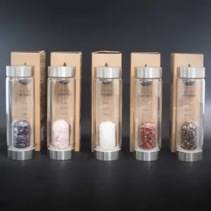 Crystal Infused Glass Water Bottle – Rejuvenating Rose Quartz – Chips | www.artisangoods.co.uk 5