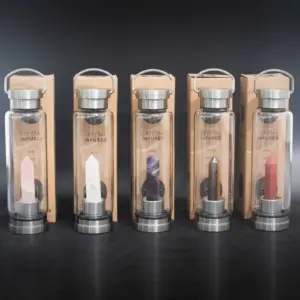 Crystal Infused Glass Water Bottle – Rejuvenating Rose Quartz – Obelisk | www.artisangoods.co.uk 4