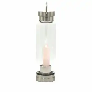 Crystal Infused Glass Water Bottle – Rejuvenating Rose Quartz – Obelisk | www.artisangoods.co.uk 1