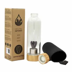 Crystal Infused Glass Water Bottle – Relaxing Amethyst – Angel | www.artisangoods.co.uk 3