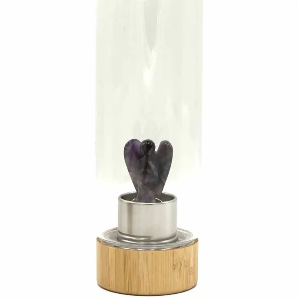 Crystal Infused Glass Water Bottle – Relaxing Amethyst – Angel | www.artisangoods.co.uk 2