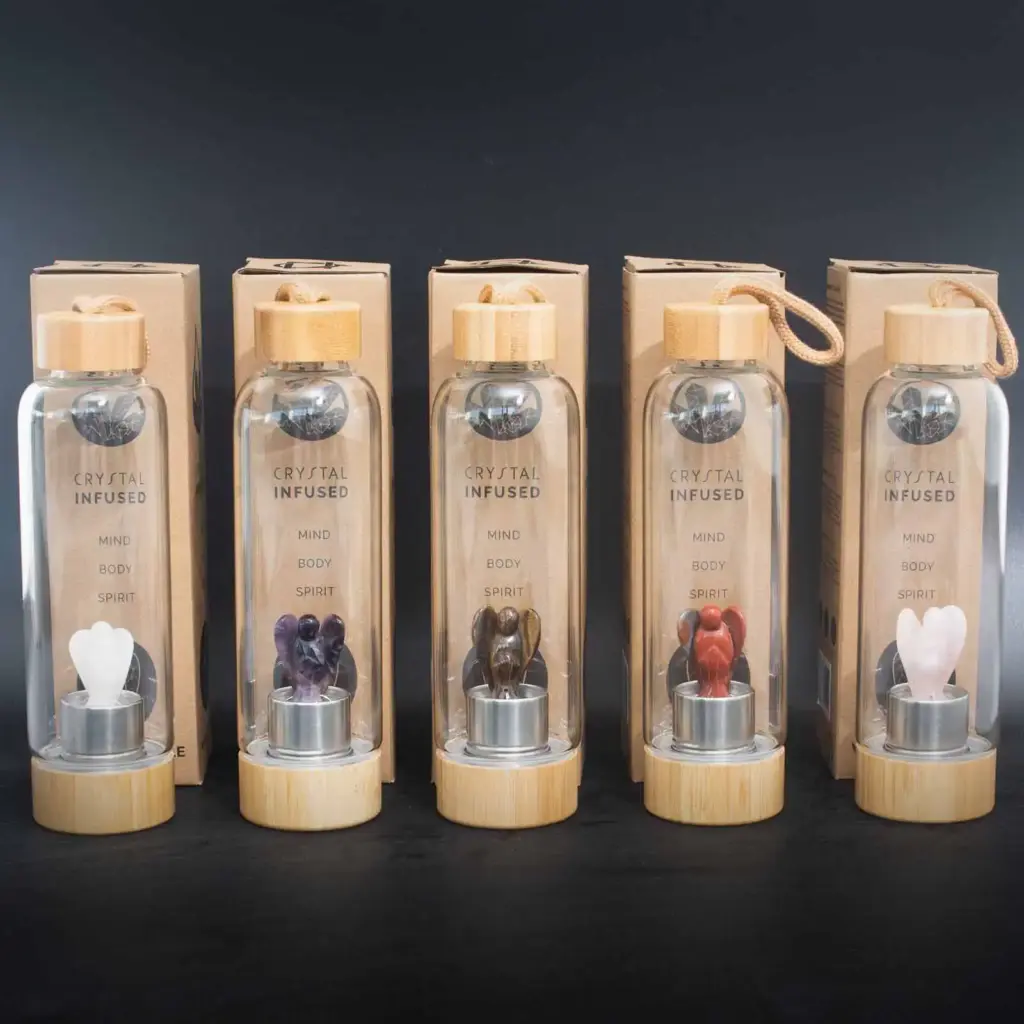 Crystal Infused Glass Water Bottle – Relaxing Amethyst – Angel | www.artisangoods.co.uk 5