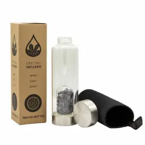 Crystal Infused Glass Water Bottle – Relaxing Amethyst – Chips | www.artisangoods.co.uk 3
