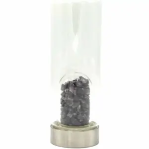 Crystal Infused Glass Water Bottle – Relaxing Amethyst – Chips | www.artisangoods.co.uk 2