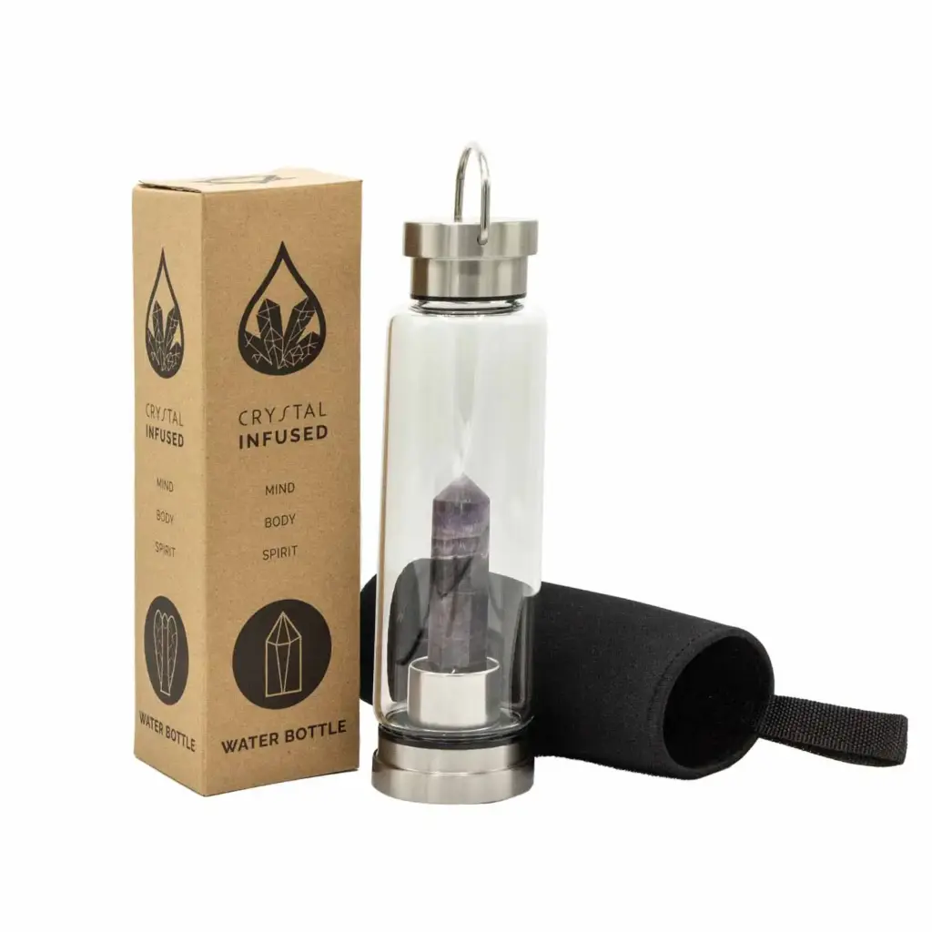 Crystal Infused Glass Water Bottle – Relaxing Amethyst – Obelisk | www.artisangoods.co.uk 4
