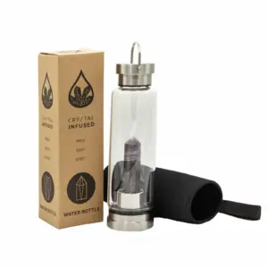 Crystal Infused Glass Water Bottle – Relaxing Amethyst – Obelisk | www.artisangoods.co.uk 4
