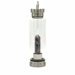 Crystal Infused Glass Water Bottle – Relaxing Amethyst – Obelisk | www.artisangoods.co.uk 1