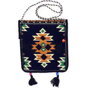 Dark Navy Kilim Messenger Festival Bag | www.artisangoods.co.uk 1