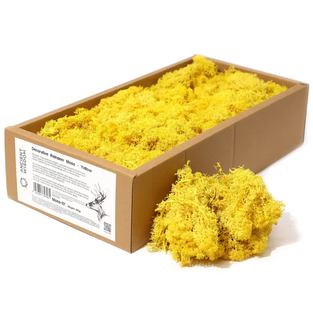 Decoration Reindeer Moss – Yellow – (approx 500gm) | www.artisangoods.co.uk