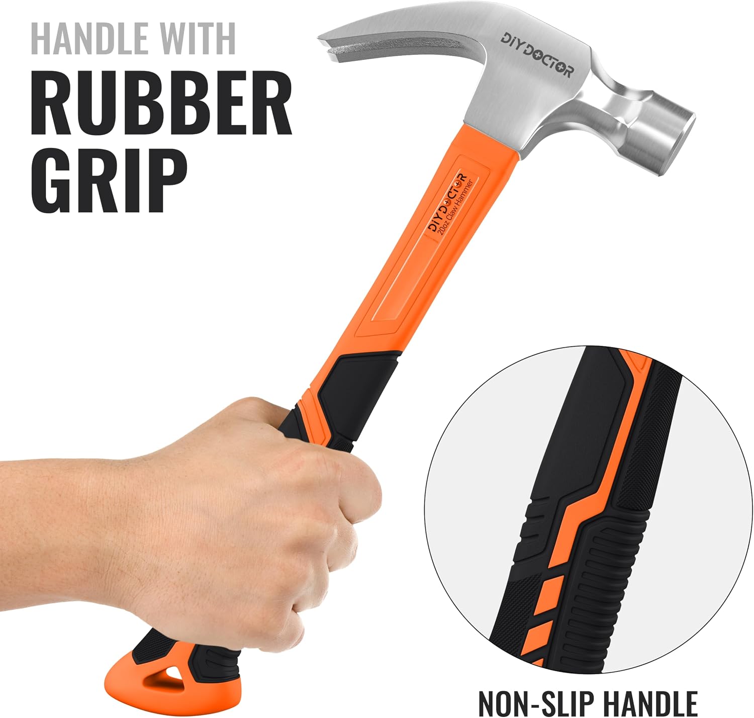DIY Doctor 20oz Heavy Duty Claw Hammer with Fibreglass Handle