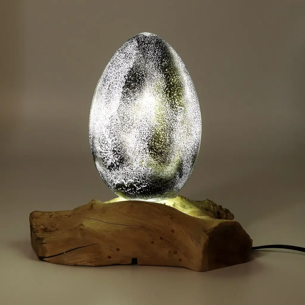 DriftGlow Lamp Crackle Lava Egg Shade – Grey | www.artisangoods.co.uk 3