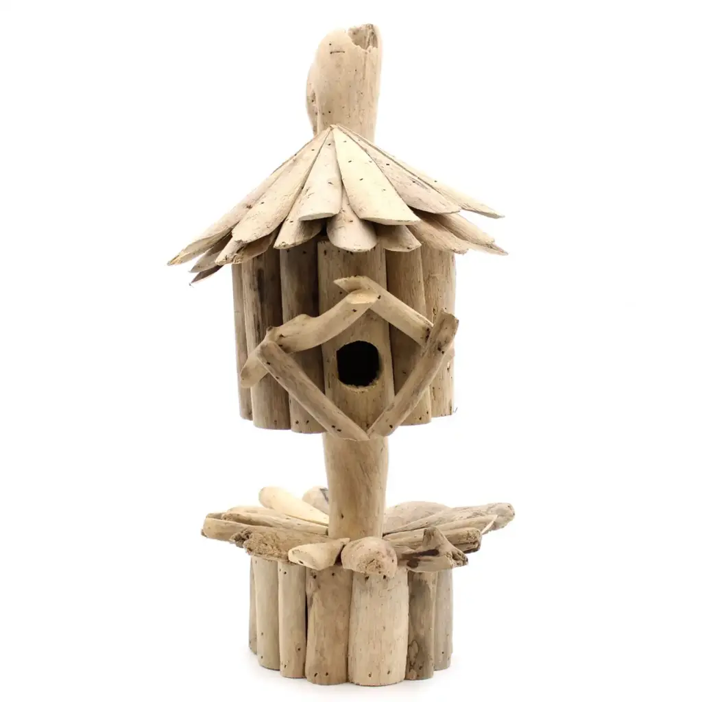 Driftwood Birdbox – On Stand | www.artisangoods.co.uk