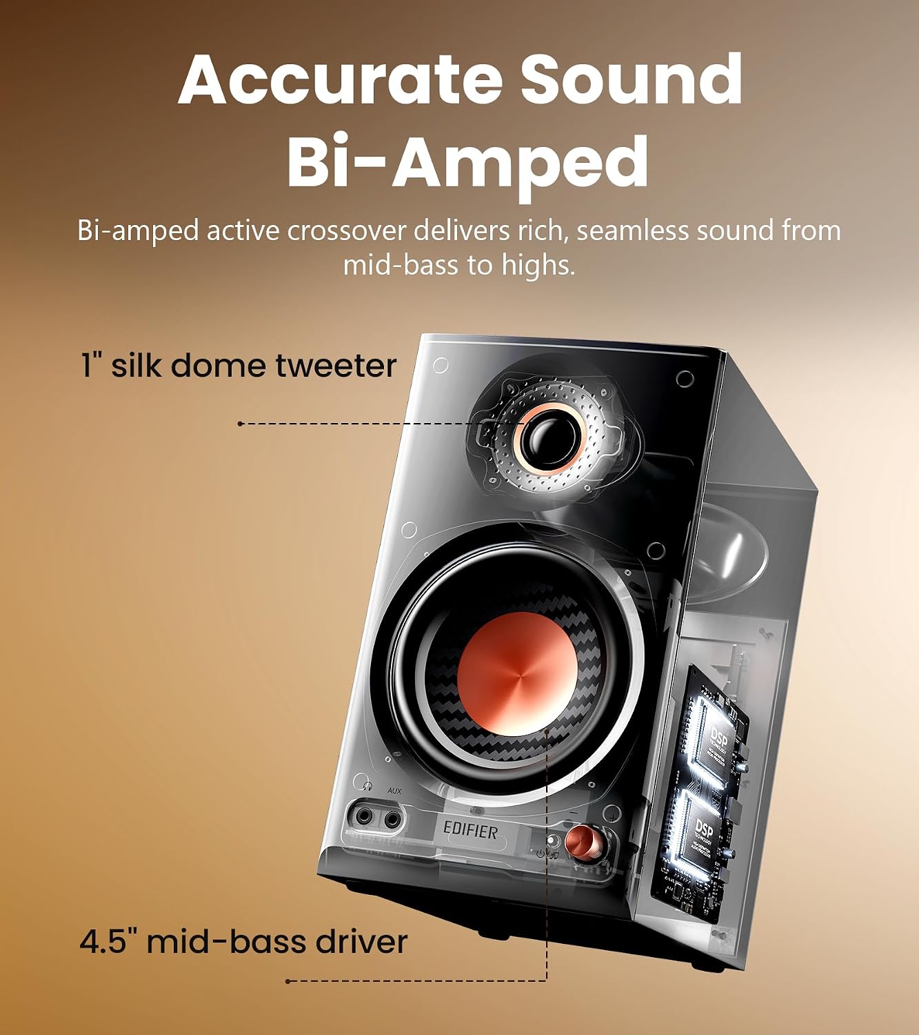 Edifier MR4.5 Bi-amped Studio Monitor Speakers 80 W RMS - Black