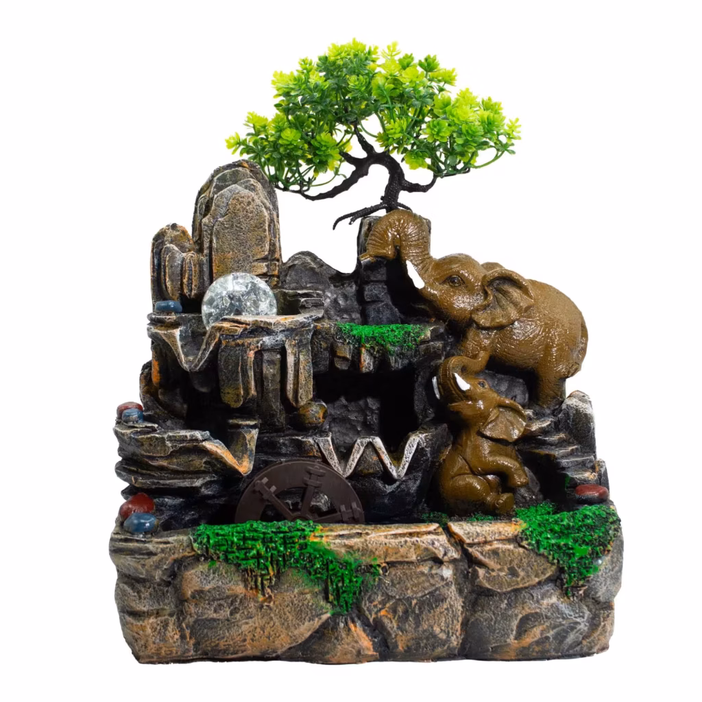 Elephants in Love Tabletop Water Feature with Crystal Ball, Light & Watermill (30x20x35cm) | www.artisangoods.co.uk 5