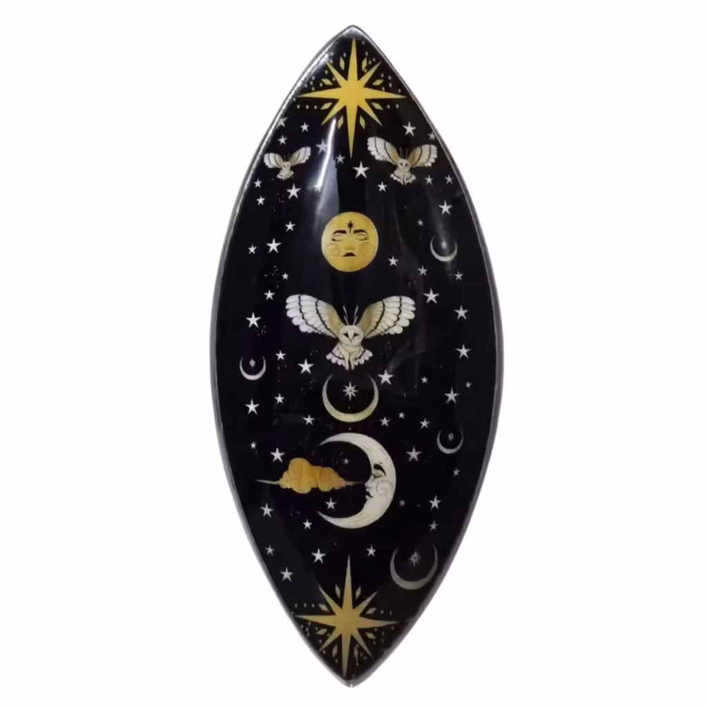 Enamel Incense Bowl – Aluminum – Enchanted Night Owl | www.artisangoods.co.uk