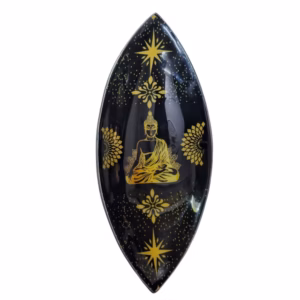 Enamel Incense Bowl – Aluminum – Gold & Black Buddha | www.artisangoods.co.uk