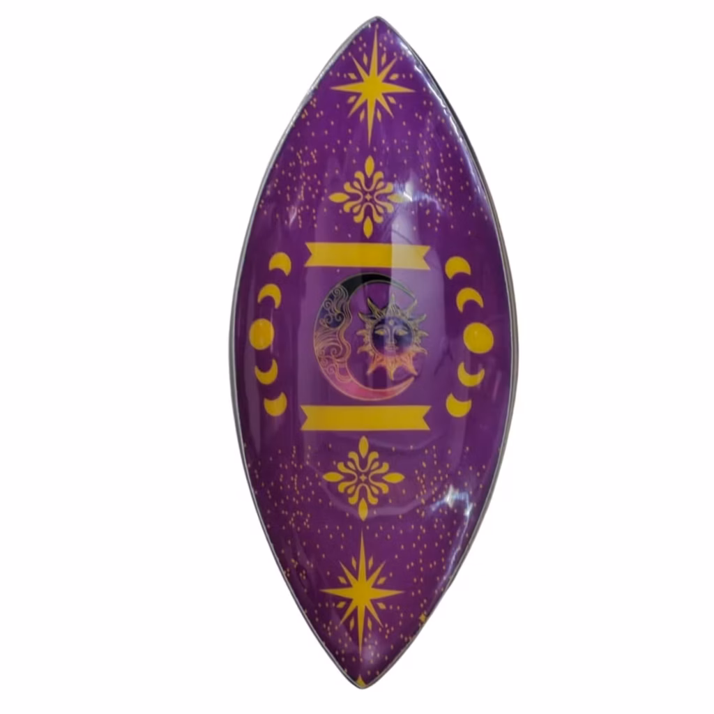 Enamel Incense Bowl – Aluminum – Purple Sun & Moon Phases | www.artisangoods.co.uk