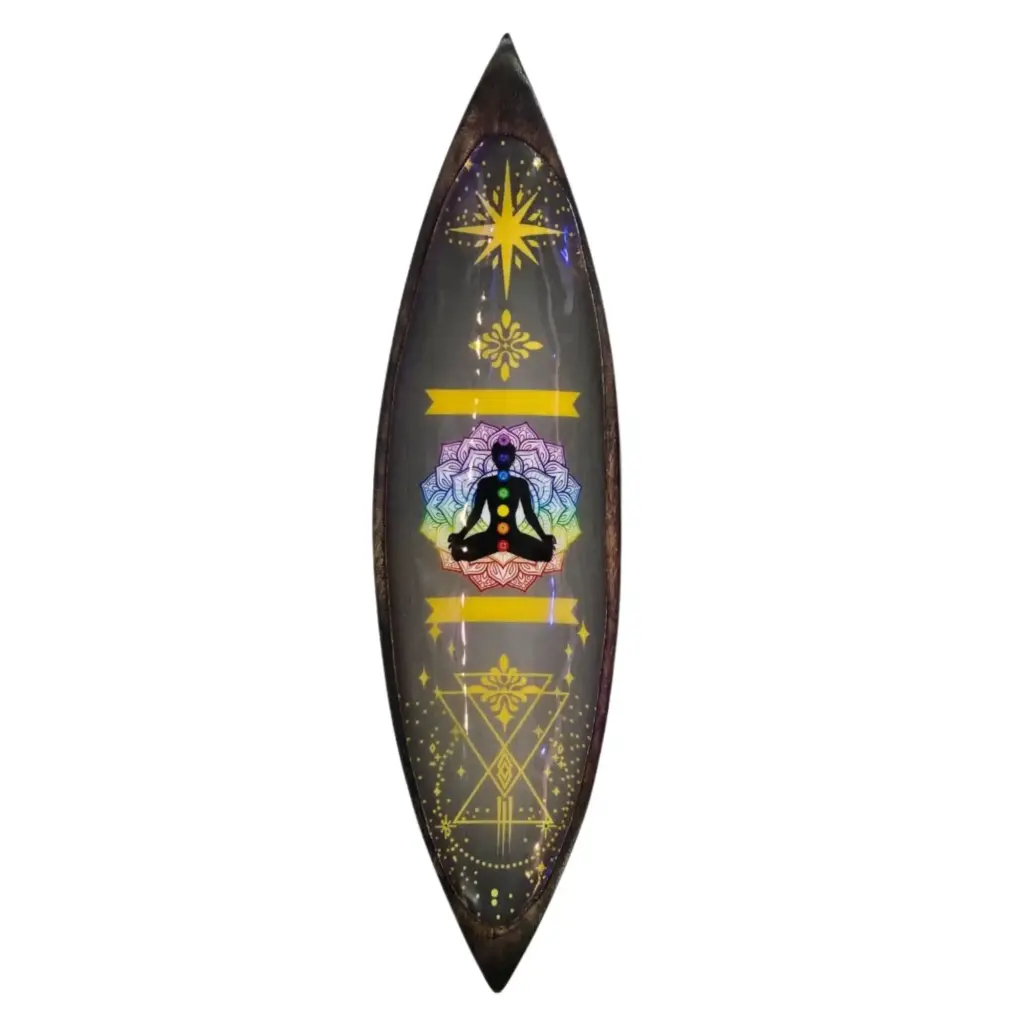 Enamel Incense Bowl – Mango Wood – Chakra | www.artisangoods.co.uk