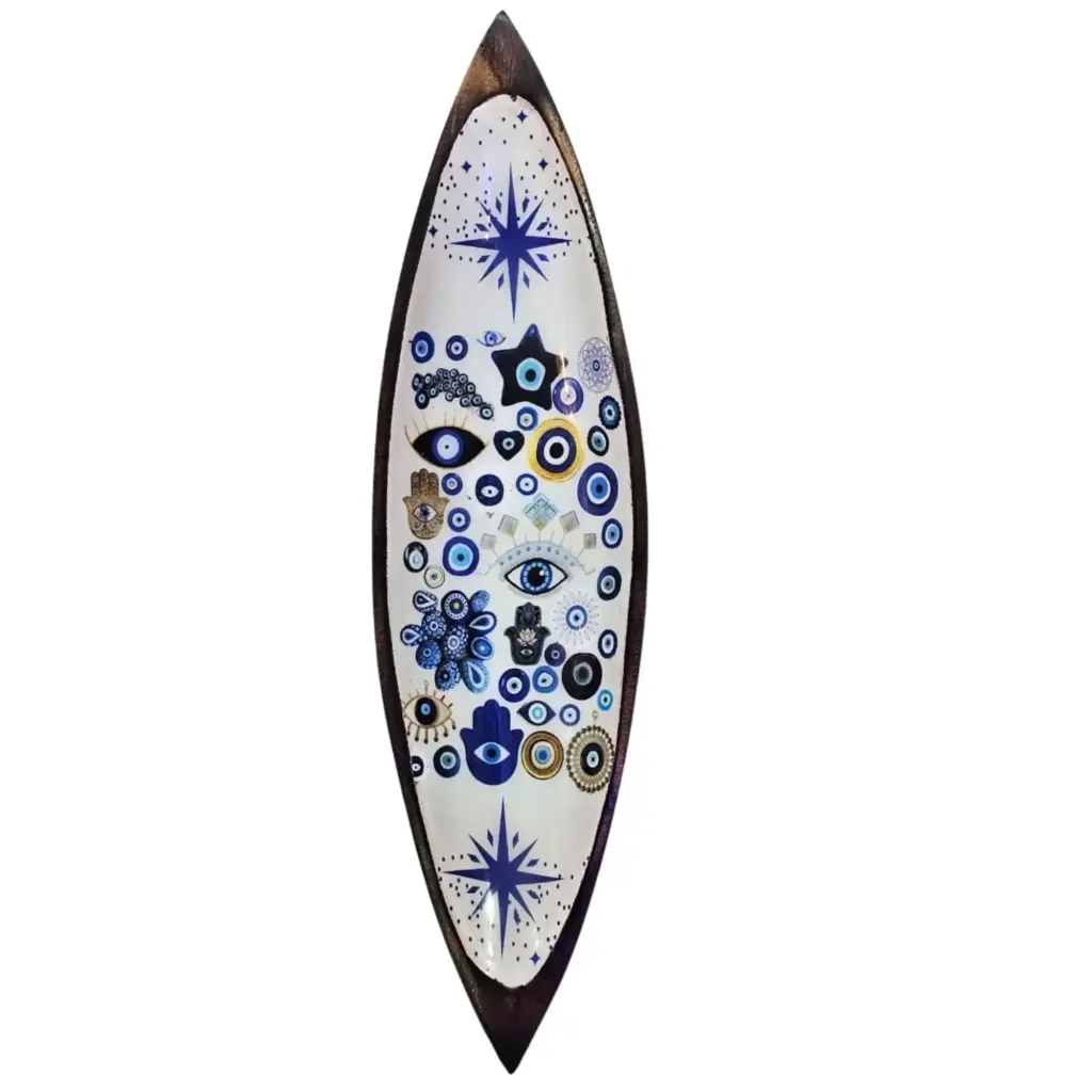 Enamel Incense Bowl – Mango Wood – Evil Eye | www.artisangoods.co.uk