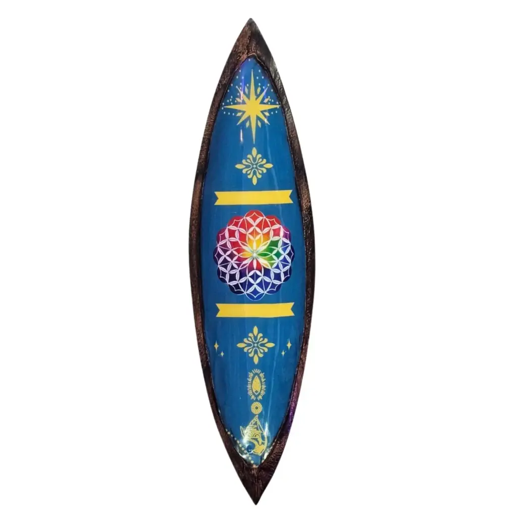 Enamel Incense Bowl – Mango Wood – Mandala | www.artisangoods.co.uk