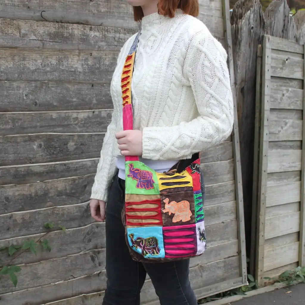 Ethnic Sling Bag – Chocolate / Elephant | www.artisangoods.co.uk 2
