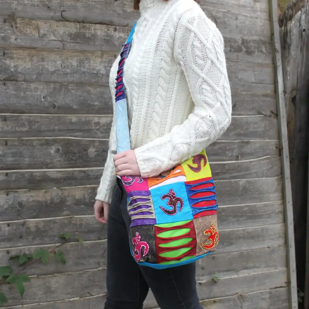 Ethnic Sling Bag – Teal / Om | www.artisangoods.co.uk 5