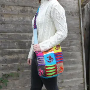 Ethnic Sling Bag – Teal / Om | www.artisangoods.co.uk 5