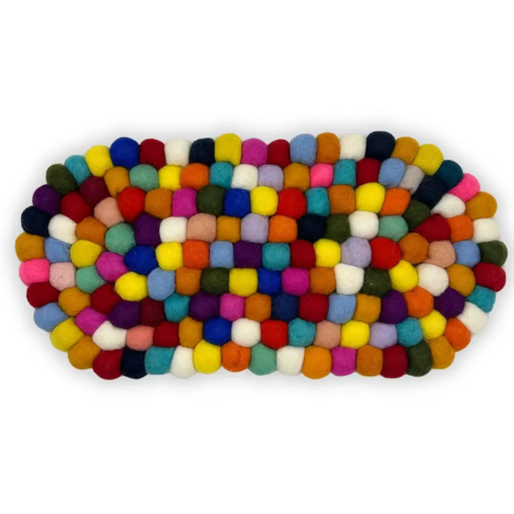 Felt Ball Oval Centre Mat – Multi Colour | www.artisangoods.co.uk 2