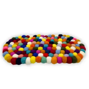 Felt Ball Oval Centre Mat – Multi Colour | www.artisangoods.co.uk 3