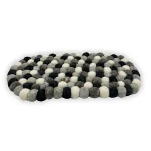 Felt Ball Oval Centre Mat – Multi Grey Colour | www.artisangoods.co.uk 2