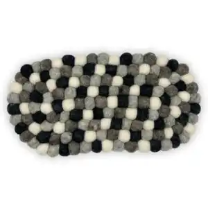 Felt Ball Oval Centre Mat – Multi Grey Colour | www.artisangoods.co.uk 1