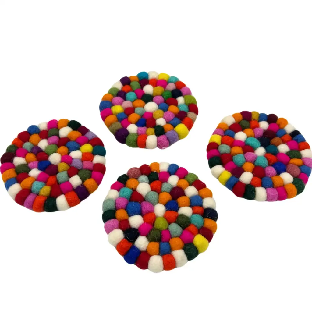 Felt Ball Round Coasters – Multi colour (set of 4) | www.artisangoods.co.uk 3 Felt Ball Round Coasters – Multi colour (set of 4) | www.artisangoods.co.uk 3