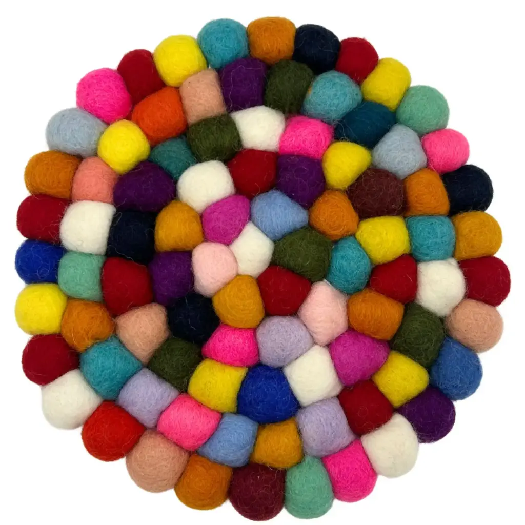 Felt Ball Round Placemat – Multi Colour | www.artisangoods.co.uk 2