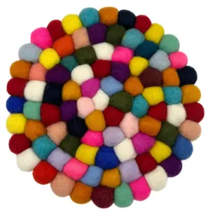 Felt Ball Round Placemat – Multi Colour | www.artisangoods.co.uk 2