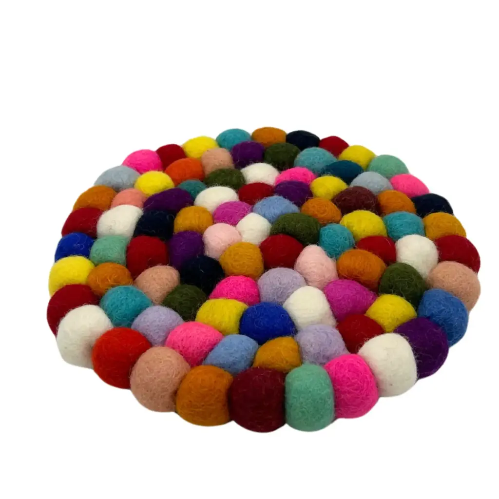 Felt Ball Round Placemat – Multi Colour | www.artisangoods.co.uk 3